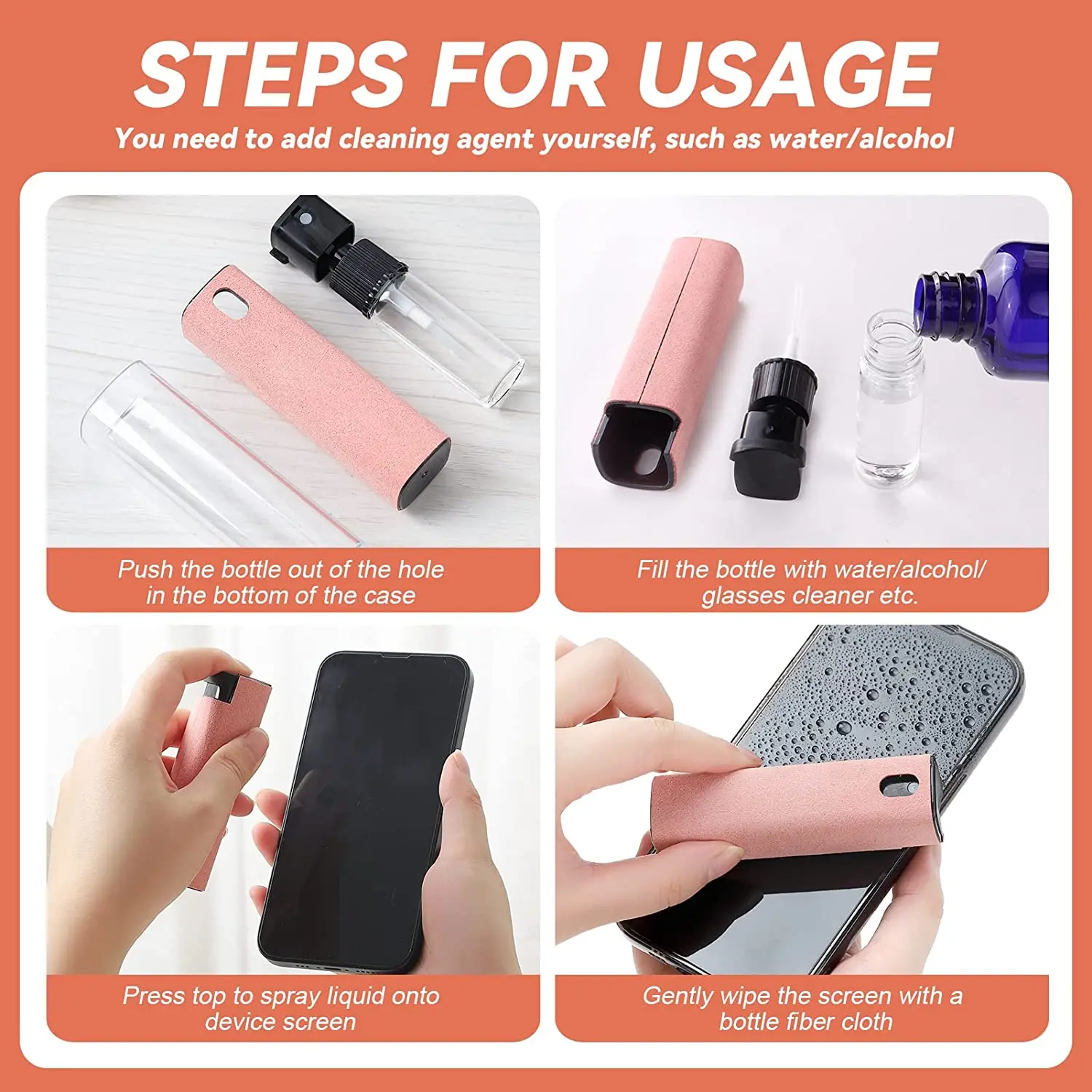 2 In1 Screen Cleaner Spray Smartphone Soft Microfiber Polishing Cloth Phone PC Cleaner Set Cleaning Brush for Apple IPad IPhone 6