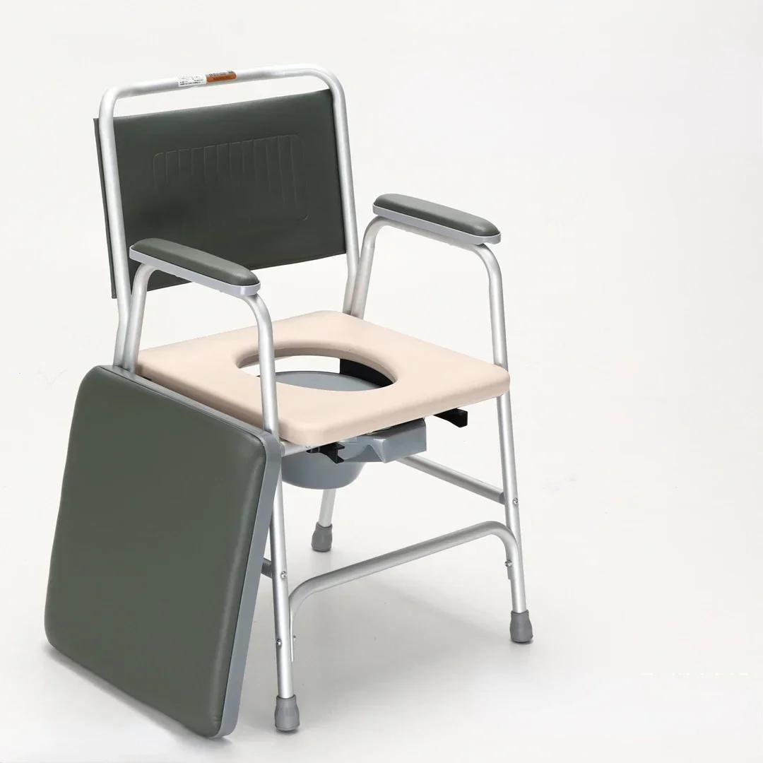 Aluminum Alloy Frame Elderly Toilet Chair, Dual-Purpose Commode and Bath Chair, Non-Slip Rubber Foot Mat, Portable Seat 2