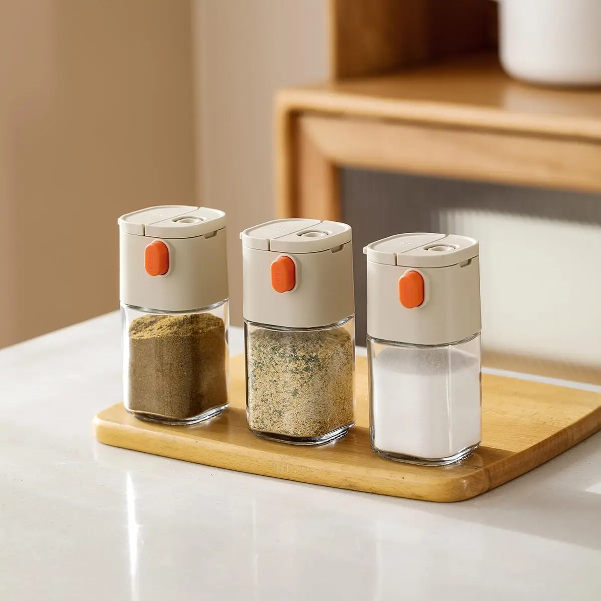 180ml Glass Spice Bottle Dual Purpose Quantitative Seasoning Jar Push Type Kitchen Salt Shaker Sealed and Moisture-proof Jars 2