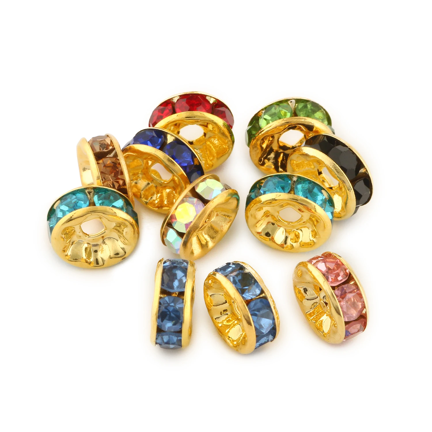 800 Perline Distanziali A Rondella Cristallo Colore Argento Con Strass – Per Creare Gioielli, Bracciali, Collane E Orecchini Fai Da Te