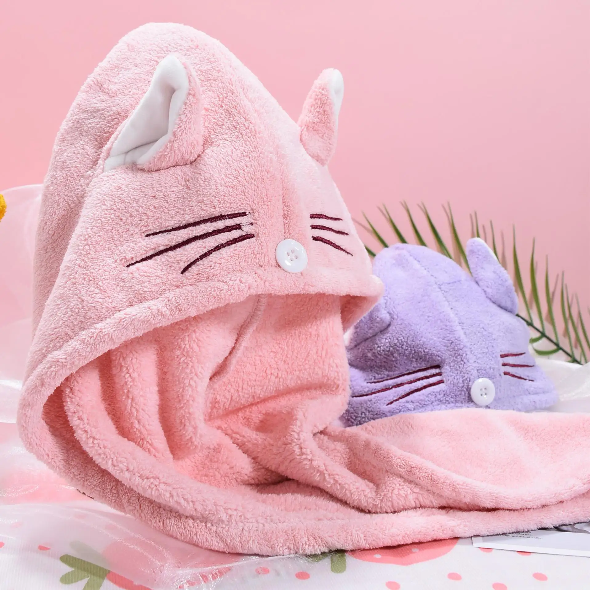 Hair Towel Shower Cap Microfiber Quickly Dry Hair Hat Bathroom Women Head Towels Girls Cute Hair Towel For Home Bath Drying Turban