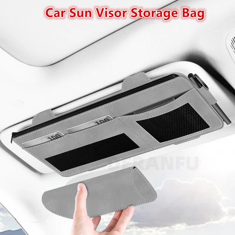 

Car Sun Visor Storage Bag Glasses Case Sunglasses Storage Box Card Holder Organizer Pocket Accesorios Para Vehículos