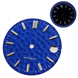 Enhanced Watch Dial with Green Luminous Accents - 28.5mm, Multicolor Options (Silver Blue)