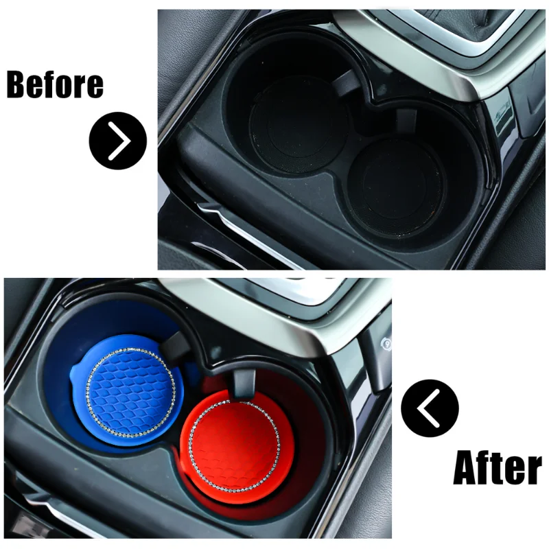 Non-slip Water Cup Pad Car Coaster Diamond Rhinestone Bling Decoration Anti-skid Rubber Cup Bottle Mat Accessories
