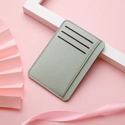 Sleek Ultra-Thin PU Leather Card Holder - Candy Color Business Wallet (K3271 Light green)