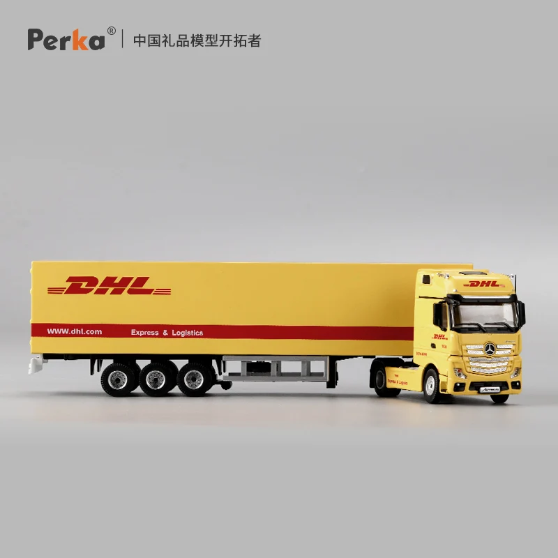 Perka 1:64 Mercedes Simulation Alloy Container Truck Logistics Truck Dhl Express Freight Large Truck Boy Model Toy Gift  Display 2