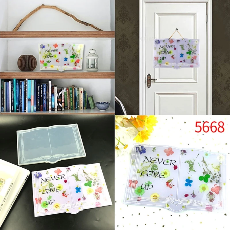 Large Book Resin Mold Silicone Mold for Resin Casting 3D Open Book Silicone Mold for Epoxy Resin Wall Hanging Home Decoration