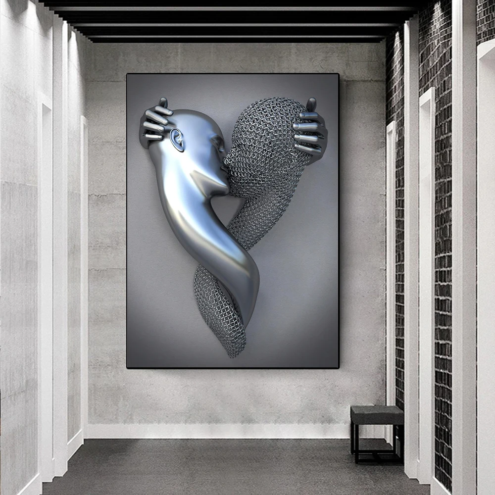 Tableau Toile Déco Couple - Impression Haute Définition 21x30cm | Décor Mural Moderne Pour Chambre Et Salon