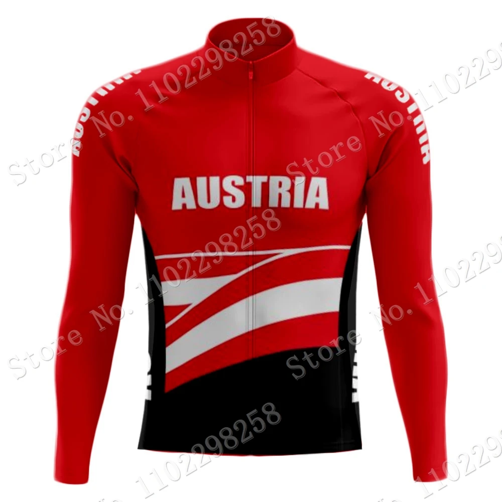 Austria National Winter Cycling Jersey Bib Set MTB Bike Clothing Thermal Fleece Bicycle Clothes Cycling Wear