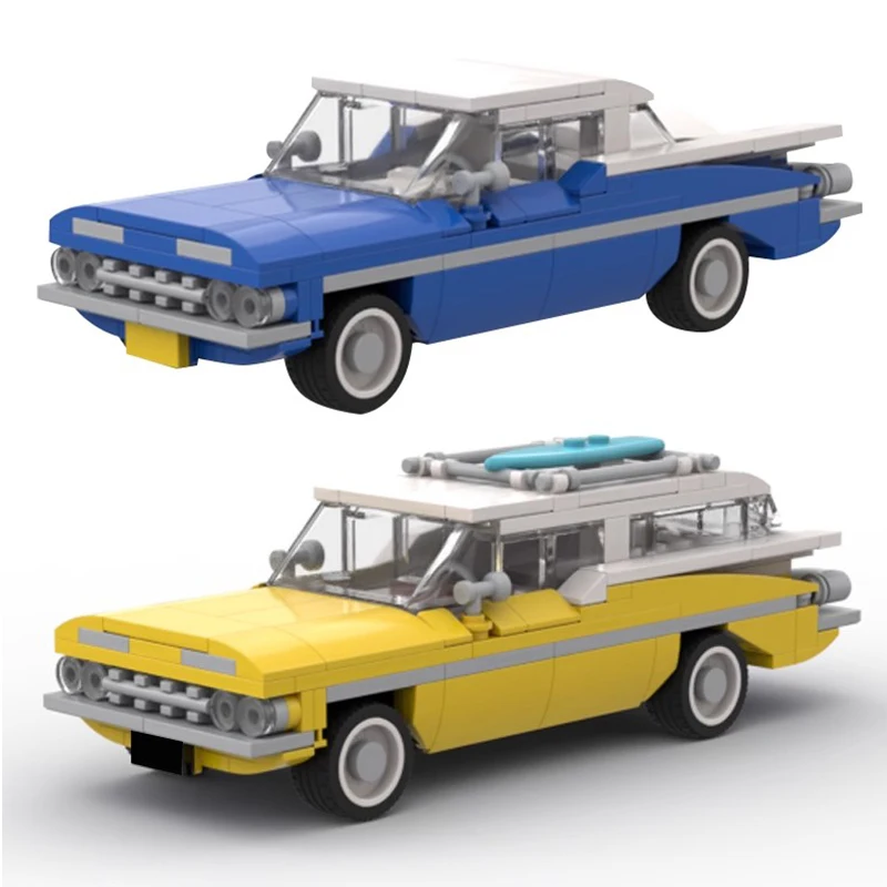 Moc Speed Champions 1959 Chevrolets Nomad Wagon E Bel Air Retro Vehicles Technical Car Sets Building Blocks Toys Regalo Per Bambini