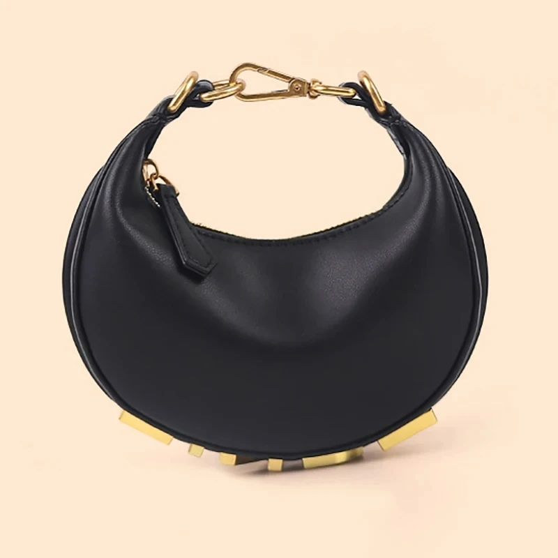 

Женская роскошная дизайнерская брендовая сумка и кошелек, новинка 2024, Маленькая женская сумка через плечо с металлическим украшением из листового металла