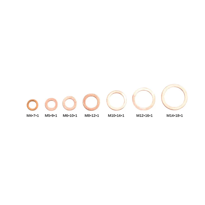 Copper Washer Gasket Nut And Bolt Set Flat Ring Seal Assortment Kit 100Pcs For Sump Plugs