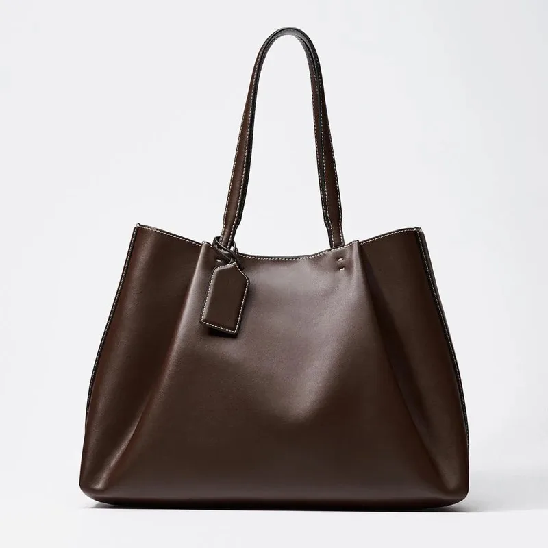 CLIP TOTE BAG, Women's Fashion Luxury Handbag Design, Pure Color Contracted and Single Shoulder Bag, Senior PU Leather Handbags 1