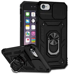 Magnetic Shockproof Heavy Duty Phone Case with Holder and Dual Layer Protection - iPhone SE (2020) (Black)