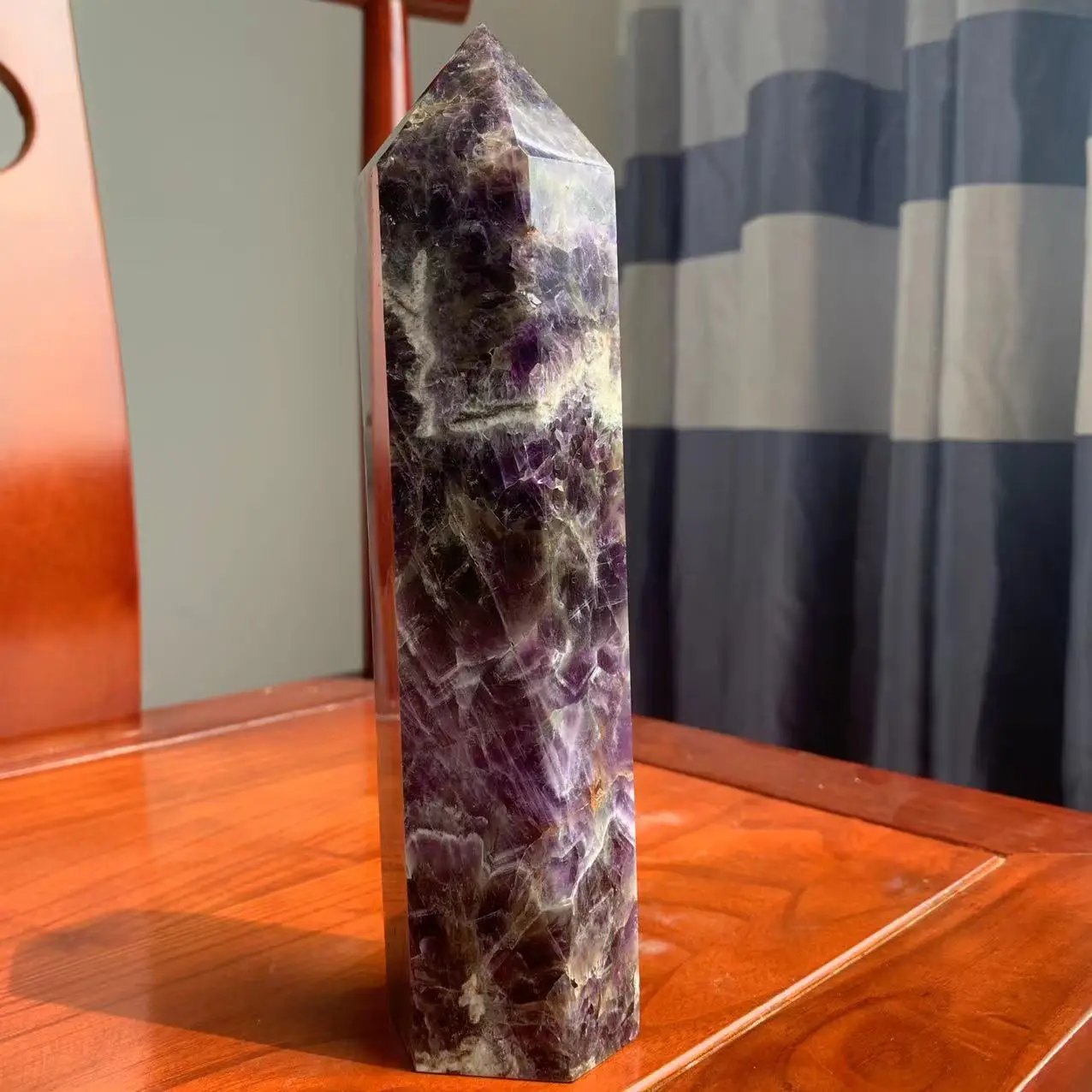 

Natural LARGE Dream Amethyst Point quartz Crystal Rod Obelisk Gem Tali Spirit Qi Chakra Healing Spirit