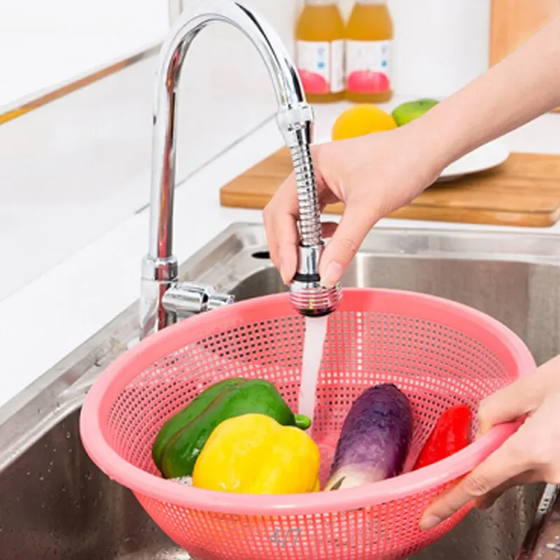 1pc Rotable Foaming Faucet Extender, Stainless Steel Elastic, 360 Degree Rotation For Faucet Extension Home Furnishings