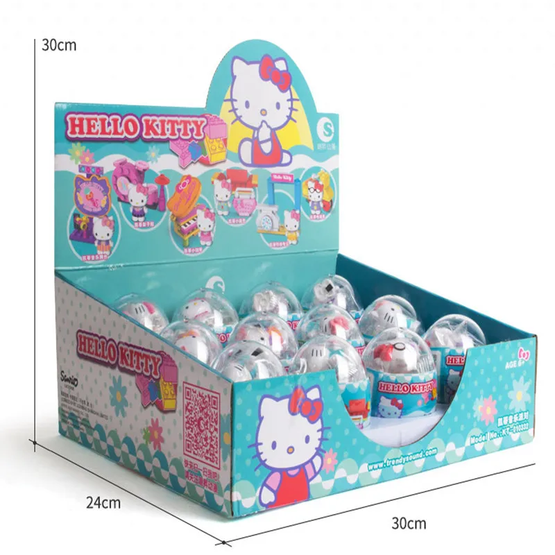 Sanrio 헬로 키티 액션 피규어 인형 모델 장식품 트위스트 에그 키즈 퍼즐 교육 빌딩 블록 장난감 축제 선물