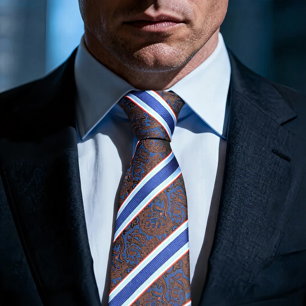 Luxus 8CM Streifen Dunkel Muster Herren Krawatte Für Mann Bräutigam Jacquard Gewebte Krawatte Für Business Hochzeit Party – Detail 7