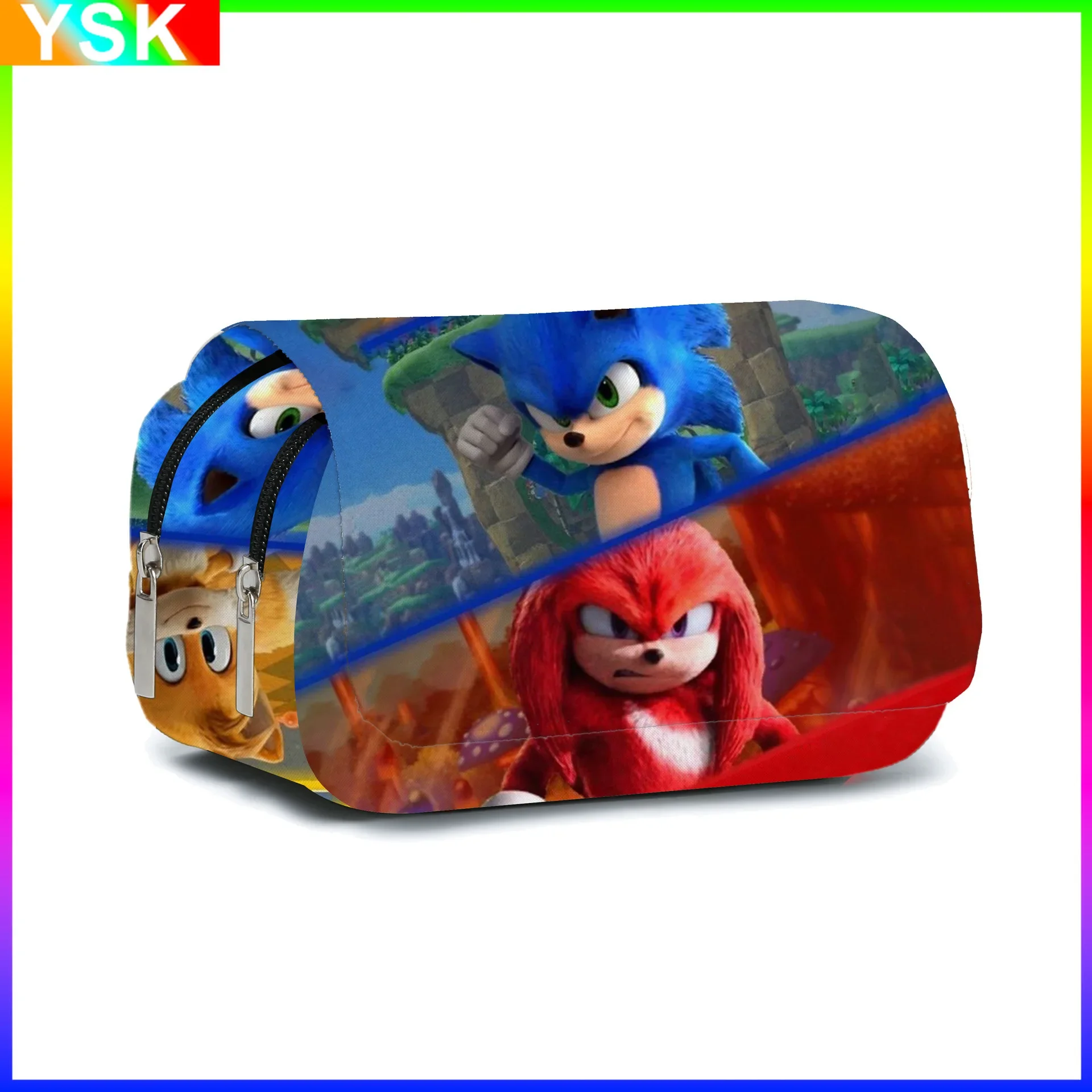 3D New SONIC Cartoon Sonic Cross-border Double-layer Pencil Bag Pencil Case Primary and Secondary School Student Stationery Box