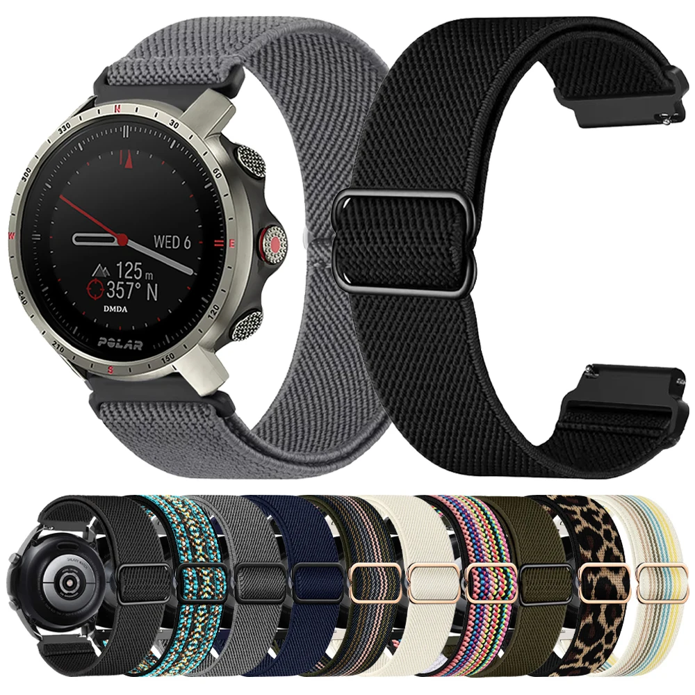 Elastic Braided Nylon Strap for Polar Smartwatches, 20mm/22mm