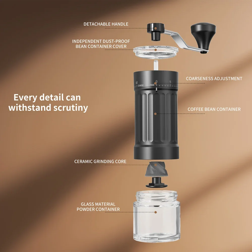 Premium Manual Coffee Grinder with 40-Gear Adjustable Ceramic Grinding Core