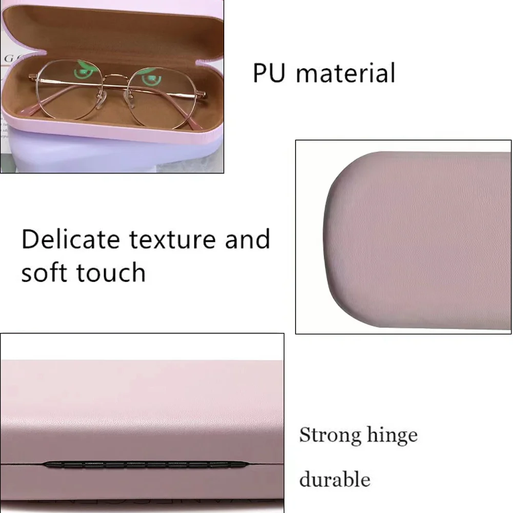 Customized Name Women Glasses Organizer PU Case Eyeglasses Storage Box Myopia Glasses Holder With Durable Hinge With Name Custom 3