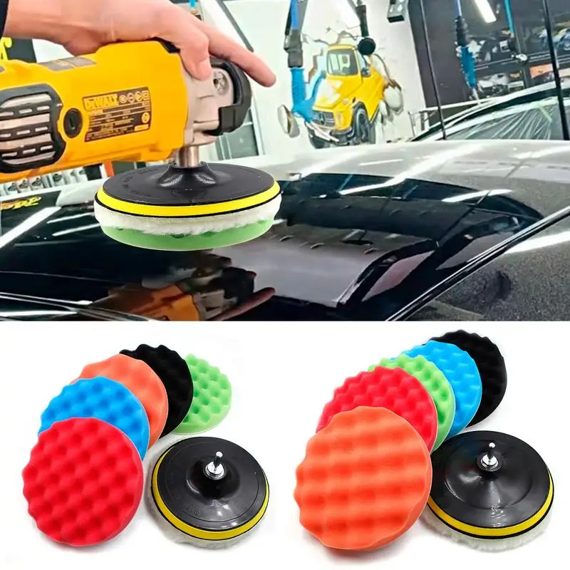 

8 Pcs Car Foam Drill Polishing Pad Kit Buffing Pads Sponge Set Drill Power Tool Headlight Wheel Polisher Pad