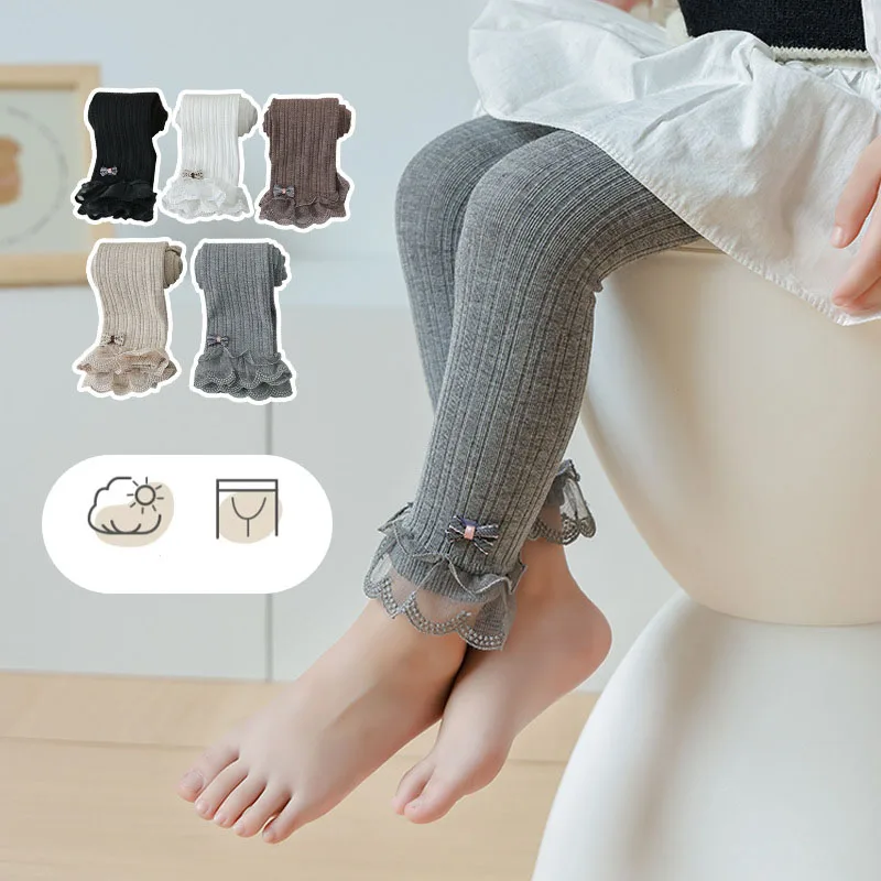 

2023 New fall Kids Children Thick Lace Trousers Cotton Warm Solid Tights for Girls Cute Baby Girl Winter Clothes