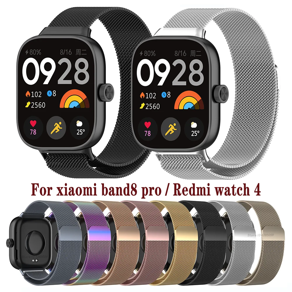 KoGiio Correa para Xiaomi Redmi Watch 4/Xiaomi Smart Band 8 Pro/Xiaomi Mi  Band 8 Pro, Pulsera Repuesto Metal De Acero Inoxidabl, Hombres Mujeres  Ajustable Respirable Malla Correa - Vistosa : : Electrónica