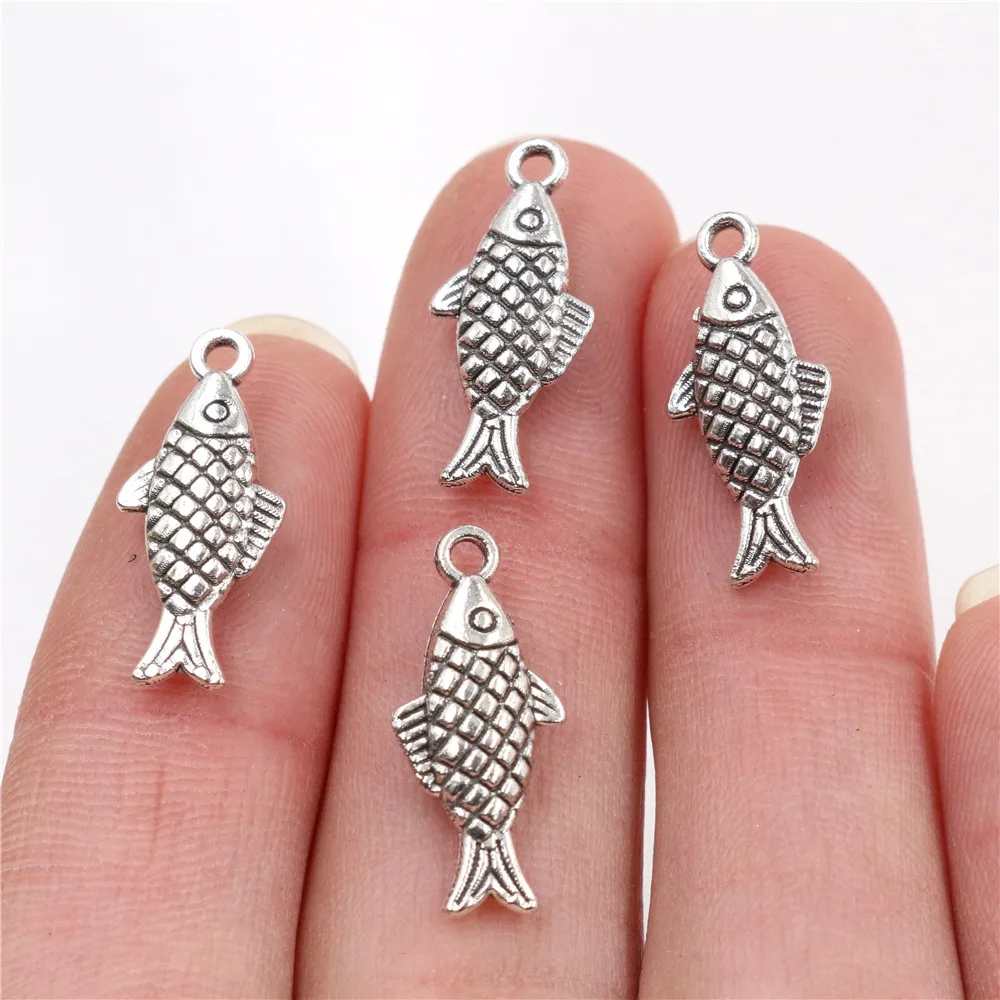 12 stücke Charms double sided fisch 20x8mm Antike, Der anhänger fit, vintage Tibetischen Silber Vergoldet Bronze,DIY armband halskette