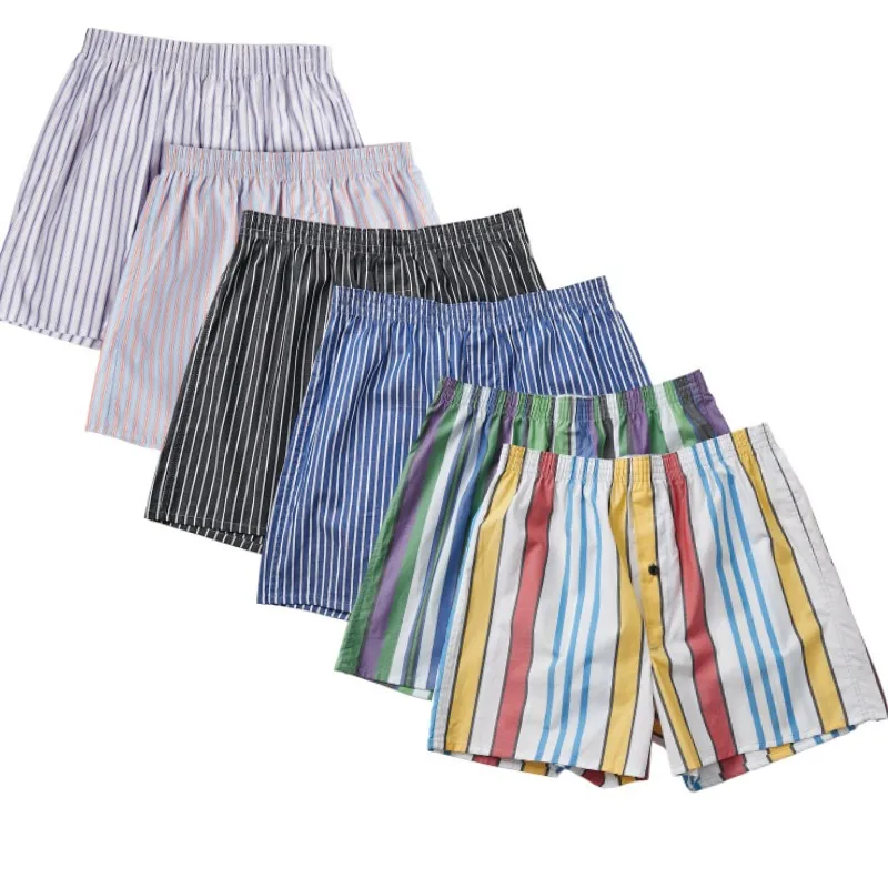 5Pcs/lot Mens Boxers Underwear Men Cotton Man Big Size Shorts Breathable Striped Plaid Print Flexible Shorts Male Underpants