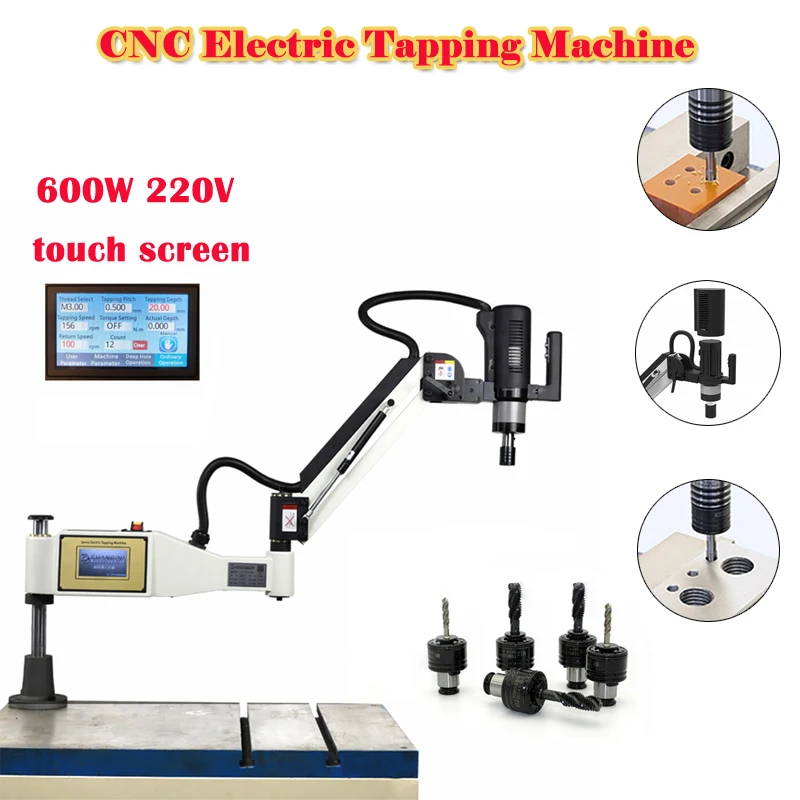 

M2-M20 600W CNC Electric Tapping Machine Servo Motor Electric Tapper Drilling With Chucks Easy Arm Power Tool Threading Machine