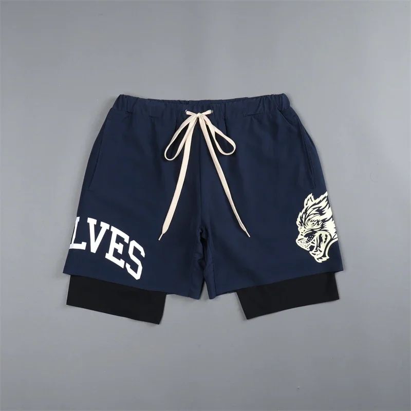 2023 Summer New Men's Shorts 2-In-1 Double Layer Shorts Gym Sports Fitness Running Training Quick Dry Breathable Stretch Shorts