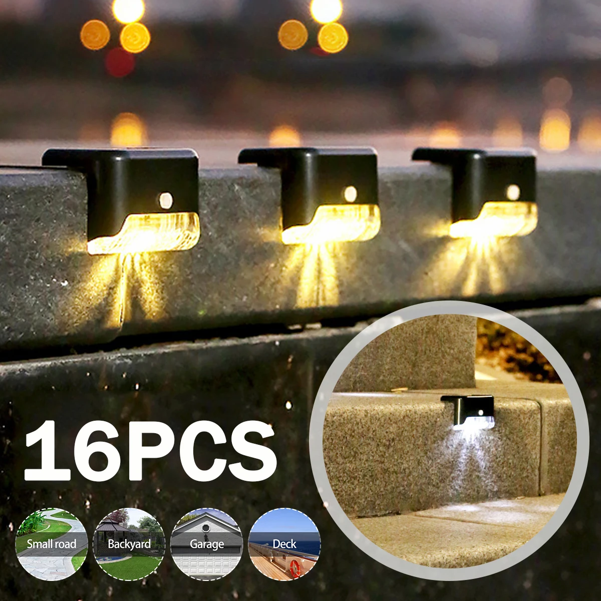 Solar LED Lights Outdoor Fence Lights IP65 Waterproof Solar Step Lamps Stair Lights Fence Solar Lighting Christmas Garden Lights hot selling 1m pcs silver and stair stair led aluminum profiles for cinema stair step nosing lighting