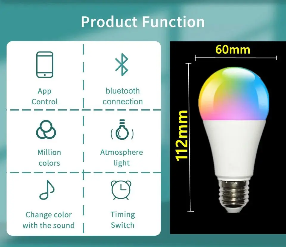 투야 와이파이 블루투스 220V 제어 LED 스마트 전구, 밝기 조절 RGB, CW, WW, IOS, 안드로이드 호환, 침실, 거실용, E27, E26, B22