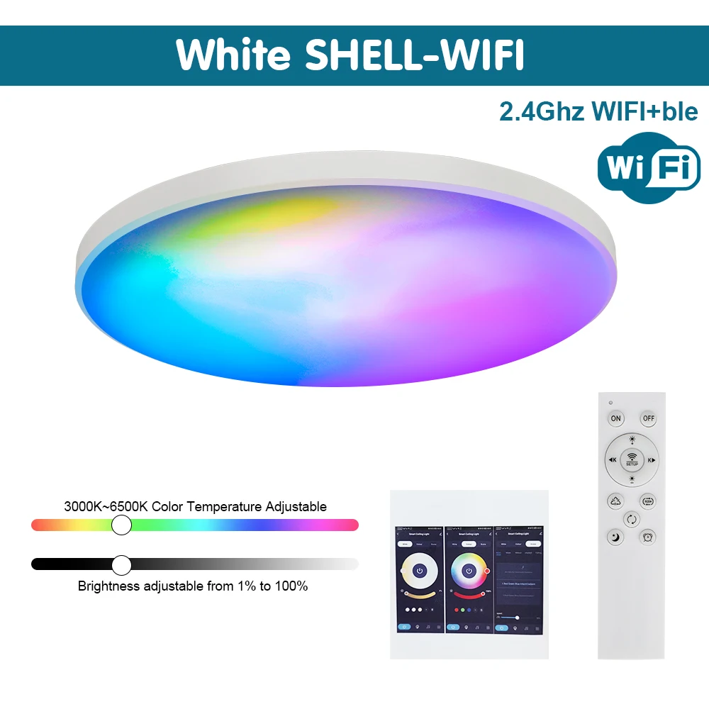 30W WIFI 스마트 LED 천장 조명 RGB Tuya APP 원격 제어 디밍이 가능한 Led 천장 조명 침실 용 Alexa Google Assistant