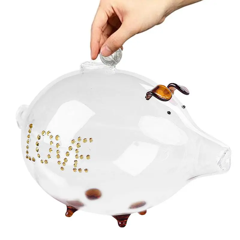 

Pig Savings Bank Girls Money Box Jar Gold Bean Storage Jar Animal Toy Transparent Novel Glass Crafts Boy Girl Kids Room Decor