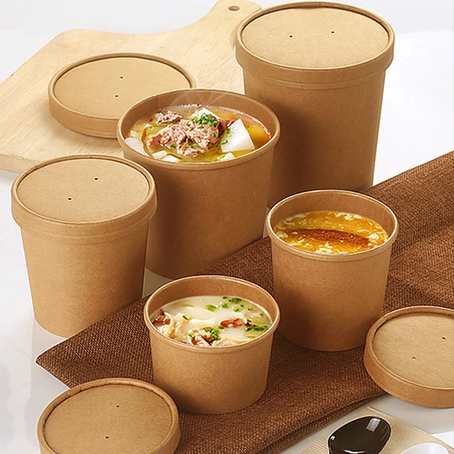 Disposable Soup Bowls Containers  Kraft Paper Meal Prep Containers - 50pcs  - Aliexpress