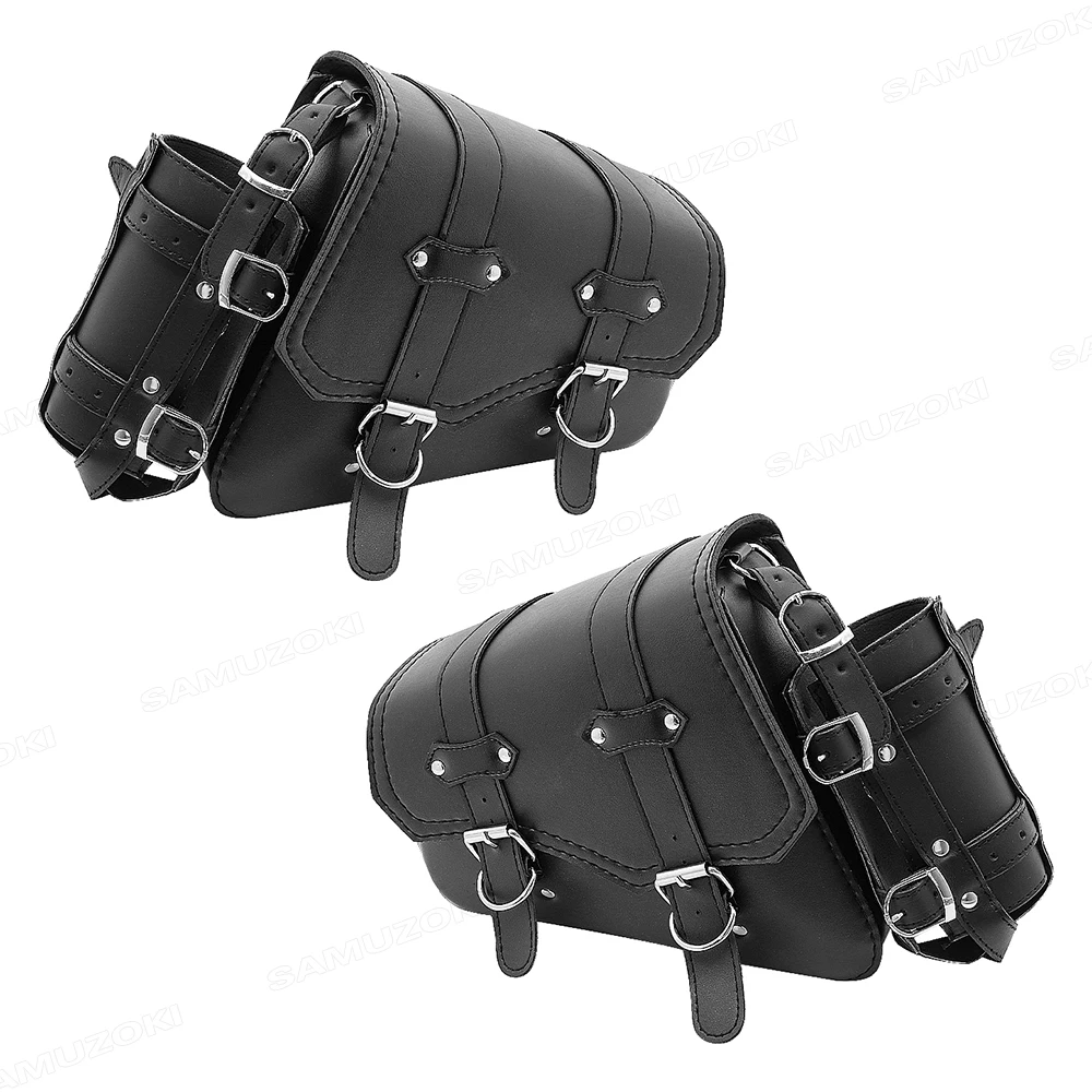 Motorcycle PU Leather Side Saddle Bags L+R Fit for Harley
