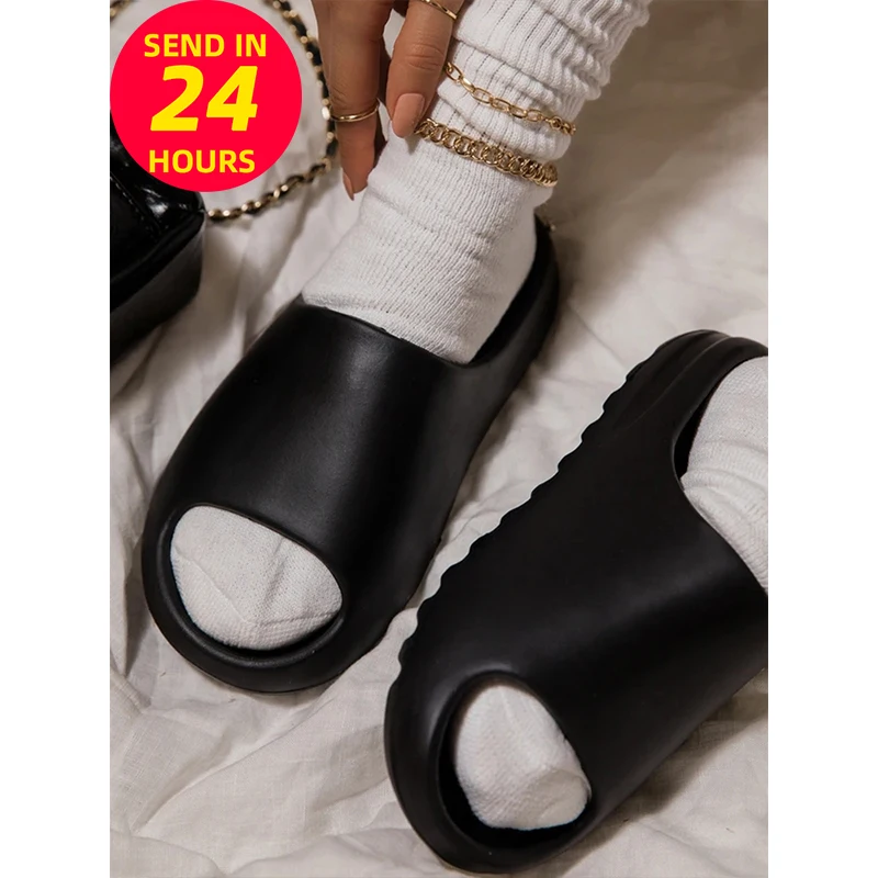 Home Women Thick Bottom Slippers Platform Chunky Heel Living Room Bathroom Slides Non Slip Trend Designer Shoes Ladies Female