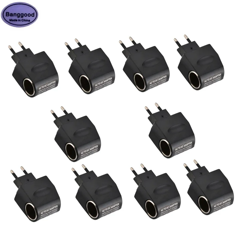 Lot 10PCS Universal AC 220V To DC 12V Car Cigarette Lighter Wall Power Adapter Socket Converter 220V To 12V Household US/EU Plug