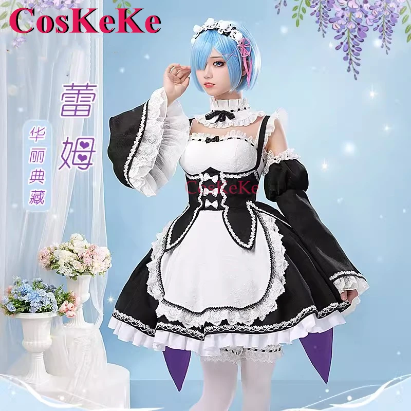 

CosKeKe Rem Cosplay Re:Life In A Different World From Zero Costume Sweet Elegant Maid Dress Activity Party Role Play Clothing