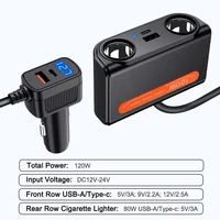 7 in 1 Car Charger Adapter PD USB Socket Cigarette Lighter Splitter Fast Charge With  LED Voltmeter DC Outlet Auto Accessories 2