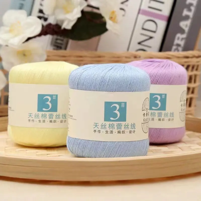 40g Mercerized Lace Cotton Yarn Soft Silk Hand Knitting Crochet Thin Lace Yarn for Shawl Sweater Glove Knitted Handicrafts 2