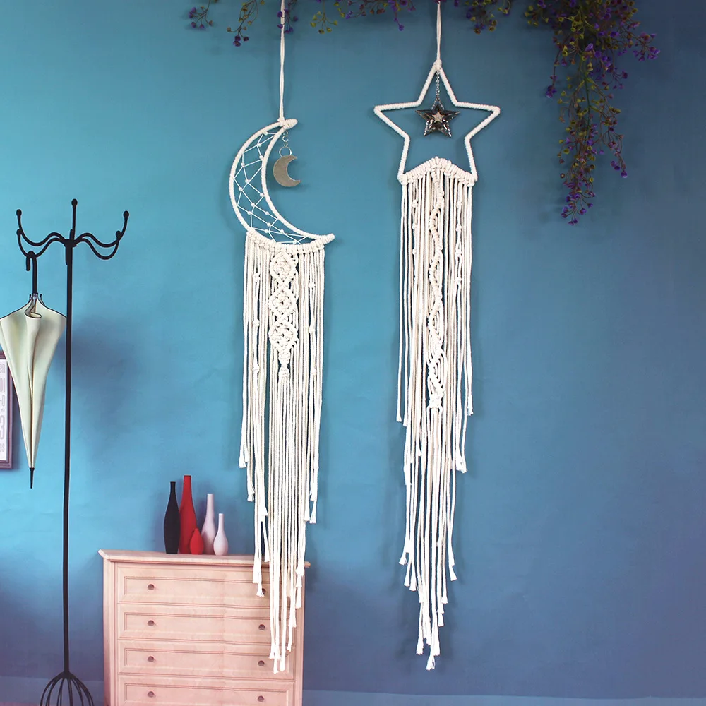 Acchiappasogni Fatto A Mano Stile Boho, Diametro 16cm, Lunghezza Totale 68cm Con Piume. Decorazione Da Parete Estetica Per Camera Da Letto, Soggiorno, Bimbi. Simbolo Di Bei Sogni. - 4