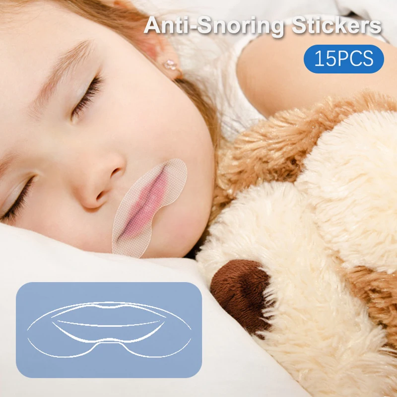 15Pcs Anti-Snoring Stickers For Children Adult Night Sleep Lip Nose Breathing Improving Patch Mouth Correction Sticker Tape