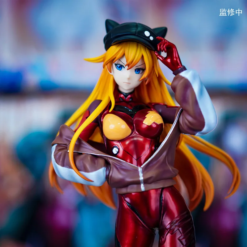 신세기 에반게리온 26cm EVA 고양이 귀 아스카 멋진 사랑스러운 애니메이션 피규어 모델 장식품 장난감 PC 케이스 장식품 컬렉션 소년 선물