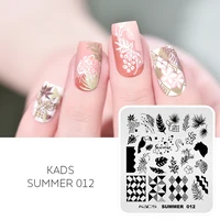 KADS Summer 012 Nail Stamping Plate Leaves Dots Squares Geometric Lines Parrot Patterns Nail Art Stamping Template Manicure Tool 2