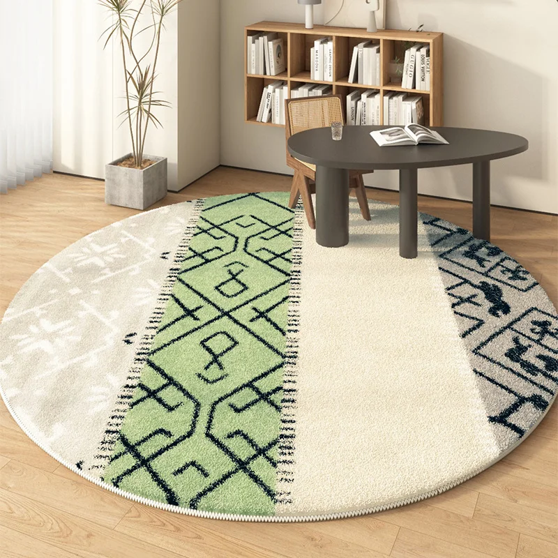 

Retro Round Rugs for Bedroom Light Luxury Living Room Decoration Soft Carpet Home Washable Anti-slip Mat Thicken Cloakroom Rug