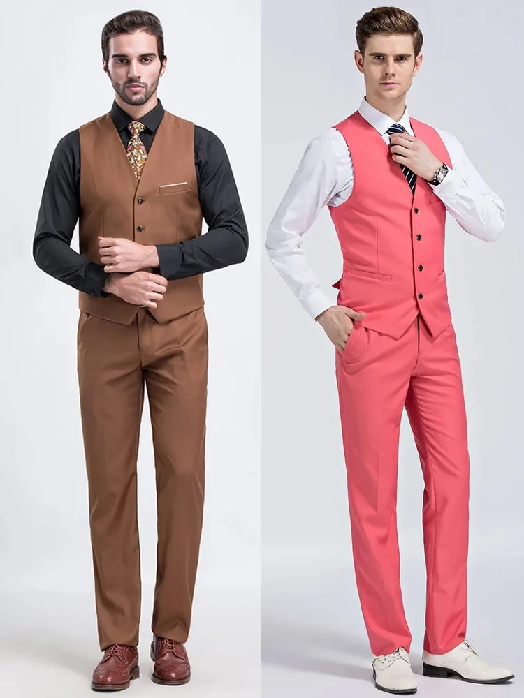 Men's Vest Matching Solid Tan Dress Pants Set + Any Color Shirt & Tie Regular Fit main image 0